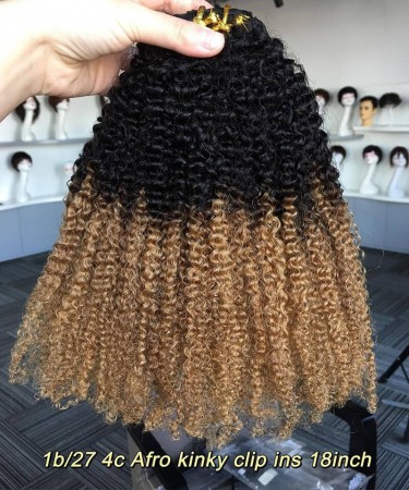 1B/27 Ombre Two Tone Color Afro Kinky Curly Clip In Hair
