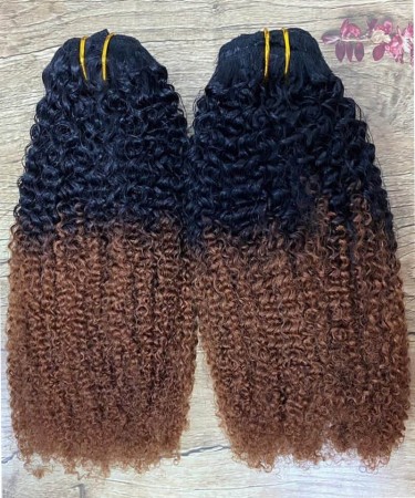 Ombre Color Afro Kinky Curly Clip In Human Hair Extensions