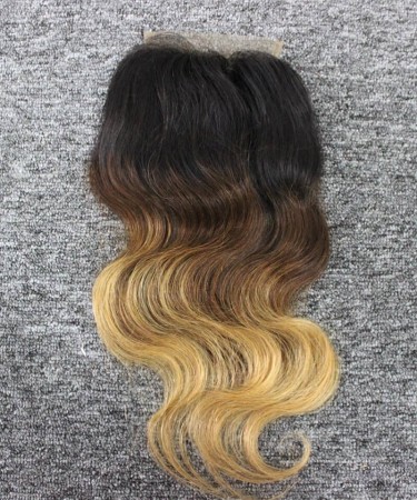 1B/4/27 Ombre Color Body Wave 4X4 Lace Closure Human Hair