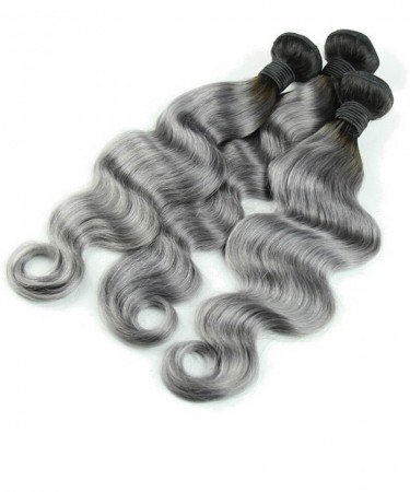 Gray Color Body Wave Brazilian Virgin Hair Bundles 3 Pcs