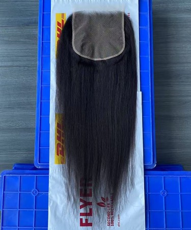 Light Yaki 7x7 Lace Closure Human Hair Pre Plucked For Women 