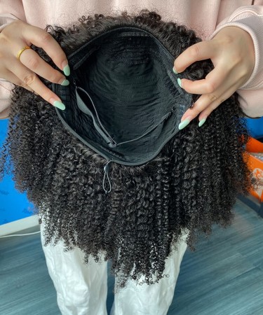 Afro Curly Half Wig Human Hair For Women 10-30 Inches None Lace 