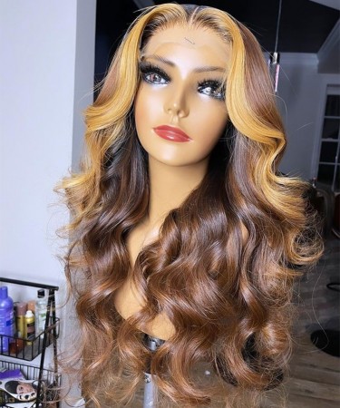 #1b/4/27 Lace Closure Wigs Body Wave 150% Density