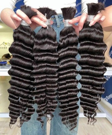 Deep Wave Human Braiding Hair Bulk No Attachment 