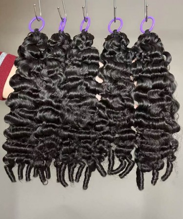 Burmese Curly With Circe Ending Feather Hair Human Hair Extensions