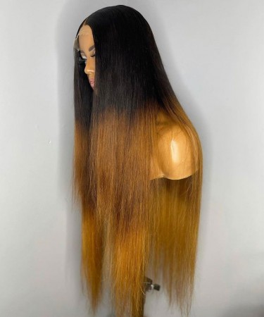 Ombre T 250% Density Straight Colored Lace Front Wigs