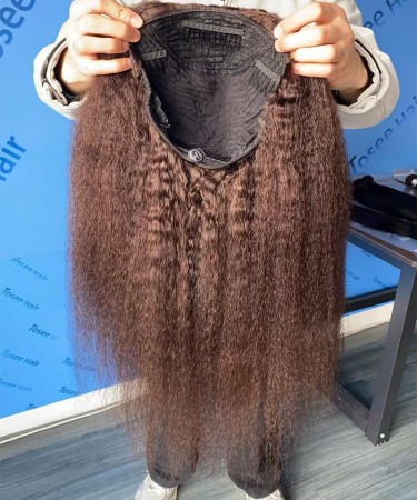 Kinky Straight Half Wig Human Hair For Women 10-30 Inches None Lace