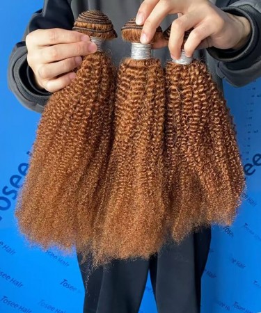 #30 Color Afro Kinky Curly Bundles Human Hair 3Pieces For One Set 10-30 Inches 