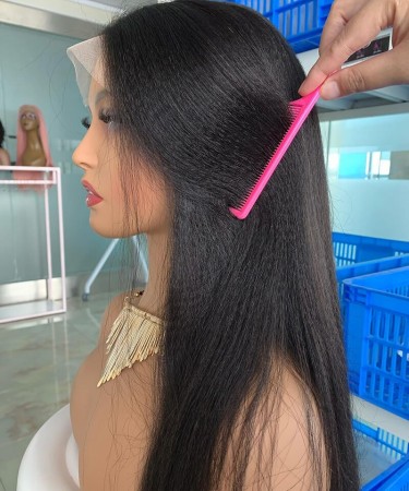 13x4 HD Lace Front Italian Yaki Wigs 130% Density 10-30 Inches Human Hair
