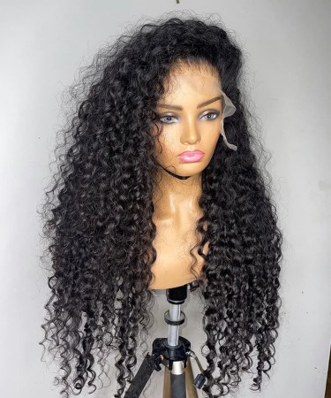 Deep Curly Full Lace Human Hair Wigs For Black Women 180% Density 
