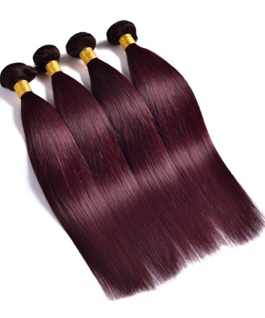Dark 99J Color Straight Brazilian Virgin Hair 3 Pcs