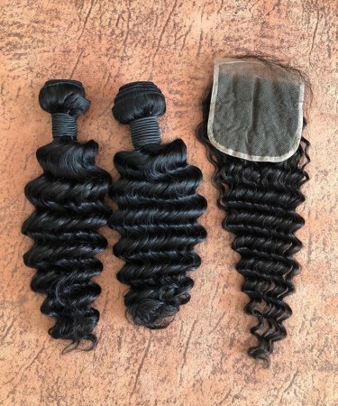 Lace Closure With Deep Human Hair Weaves For Sale