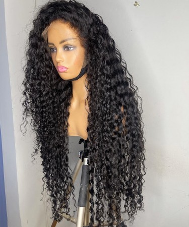 Loose Curly 370 Lace Frontal Wigs Pre Plucked With Baby Hair 