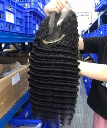 200% Density Deep Wave 13x4 Transparent Lace Frontal Wigs For Black Women 
