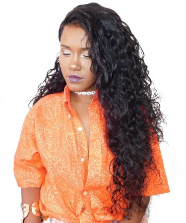 Water Wave Full Lace Human Hair Wigs Pre Plucked 