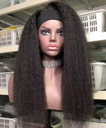 Kinky Straight Headband Wigs For Black Women 150% Density