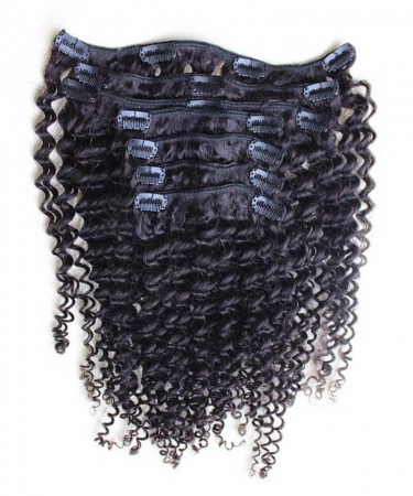 Kinky Curly Clip In Human Hair Extensions For Black Women 