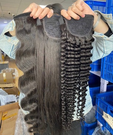 Straight Wrap Ponytail Human Hair Extensions 10-26 Inches 
