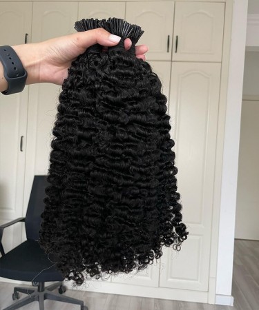 Good 3B 3C Kinky Curly I Tip Hair Extension 8-30 Inches