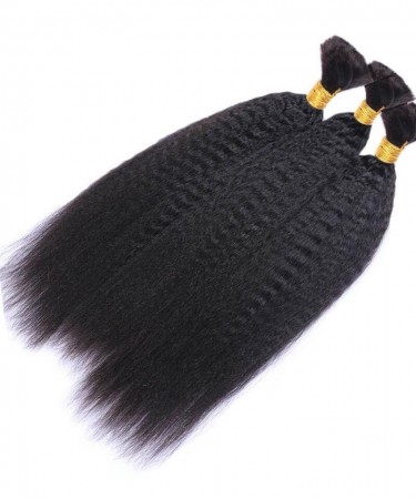 Kinky Straight Human Braiding Hair Bulk No Attachment 