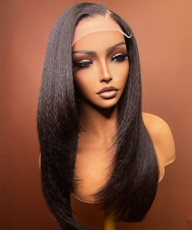 Kinky Straight 6X6 Lace Closure Wig HD Lace Closure Wig 180% Density