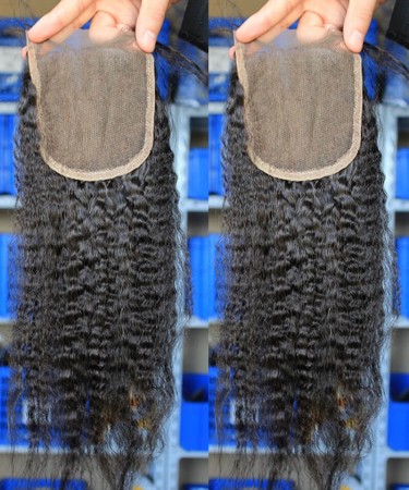 Kinky Straight 5x5 Lace Closure Human Hair Pre Plucked