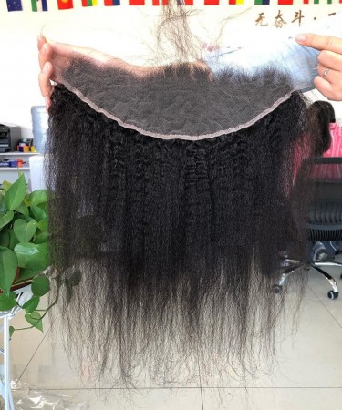 Pre Plucked Kinky Straight 13x4 Lace Frontal Closure 