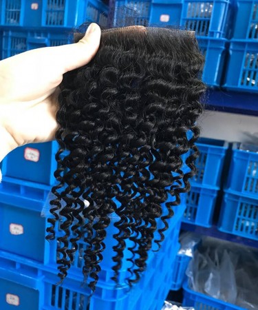 Afro Kinky Curly Silk Base Closures 4x4 Free Part