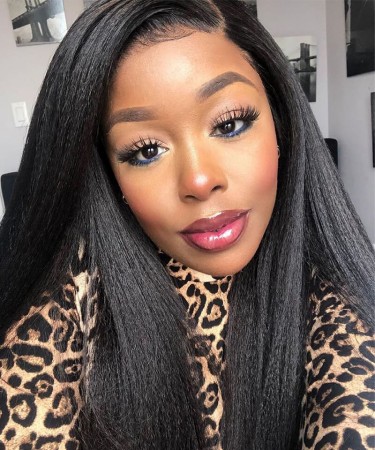 Coarse Yaki Straight Full Lace Silk Base Wigs Pre Plucked Silk Base