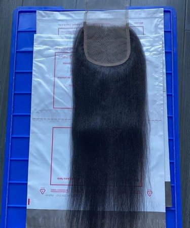 Light Yaki Straight Human Hair 4x4 Lace Closure With Baby Hair 8-20 Inches