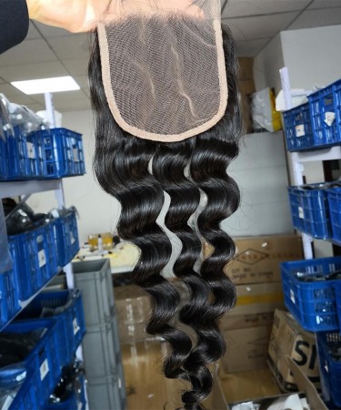 Loose Wave 4X4 Lace Closures Human Hair Pre Plucked 