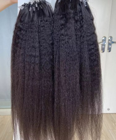 Kinky Straight Micro Links Human Hair Extensions 8-30 Inches