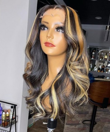Ombre Colored T Part Wigs Body Wave 250% Density 
