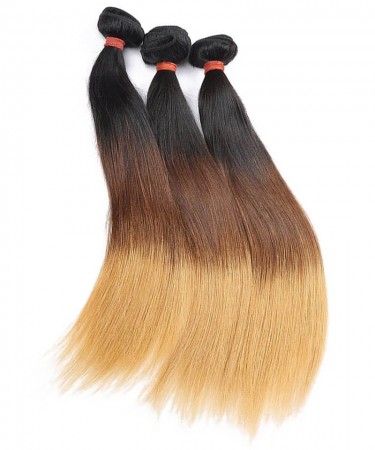 Ombre Three Tone Color Brazilian Straight Human Virgin Hair 
