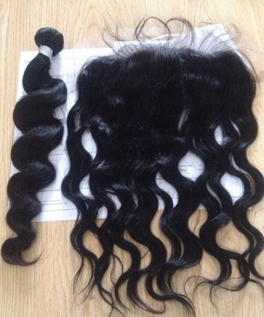 One Bundle Loose Wave Human Hair With Lace Frontal 