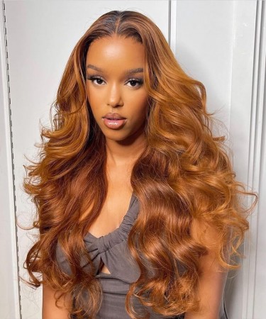 1B/Orange Two Tone Ombre Color Lace Front Human Hair Wigs