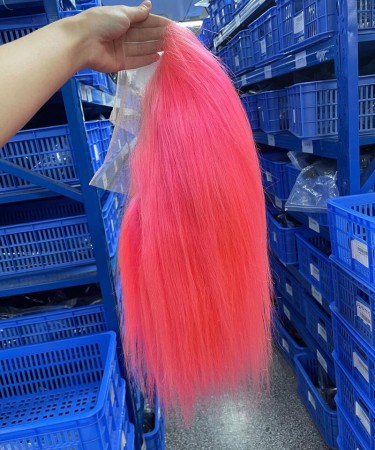 Pink Straight Human Hair 13X4 Lace Wigs For Black Women
