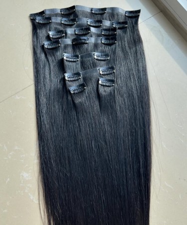 Straight Pu Clip In Human Hair Extensions For Sale 