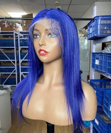 Blue Colored 13x6 Transparent Lace Front Wigs 