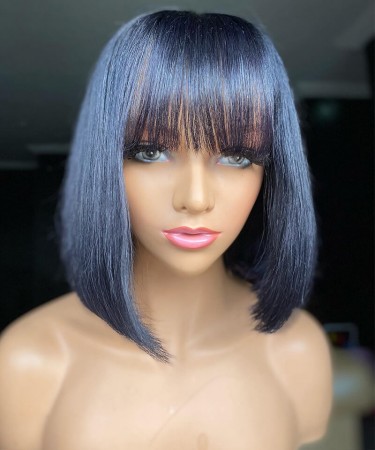 Straight Short Bob Wigs With Bangs 