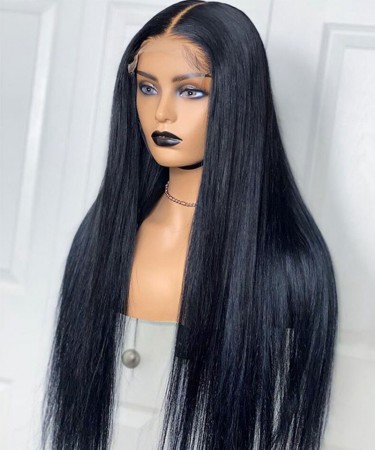 Straight T Part human hair lace front wigs black women 