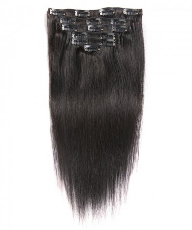 Straight Wave Clip In Human Hair Extensions 7 Pieces/Set 120g 