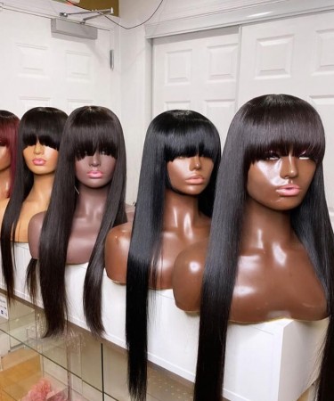 Brazilian Transparent 13X6 Lace Front Human Hair Bang Wigs