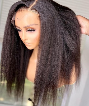 150% Density Kinky Straight 13X4 Lace Front Wig For Sale