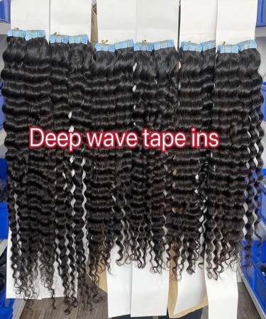 Deep Wave Tape Human Hair Extensions 8-30 Inches For Sale