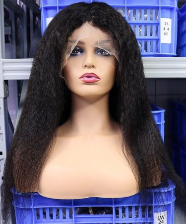 180% Density Kinky Straight 370 Transparent Lace Wig Sales