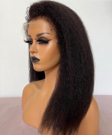 130% Density Kinky Straight Transparent Lace Wigs For Black Women 8-30 Inches