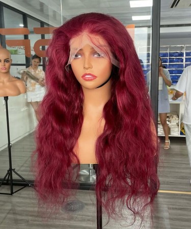 Red Wine 99J Colored Body Wave Human Hair Wigs Sales