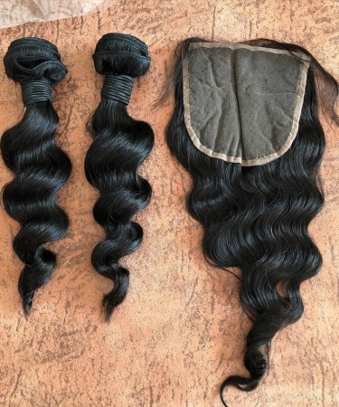 Quality Two Bundles Loose Wave With Lace Closure