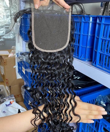 Water Wave Human Hair Lace Closure 4x4 Lace Size 